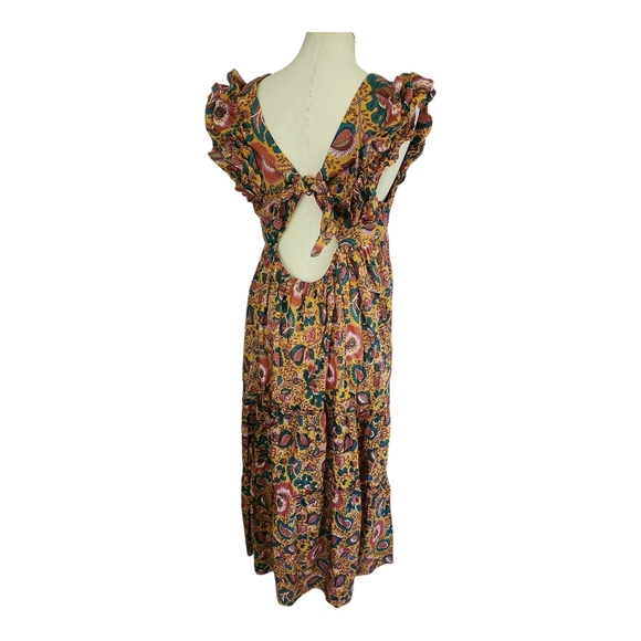 House of Harlow 1960 Floral Midi Dress Size Large Boho Ruffle Hem NWT - Picture 5 of 11